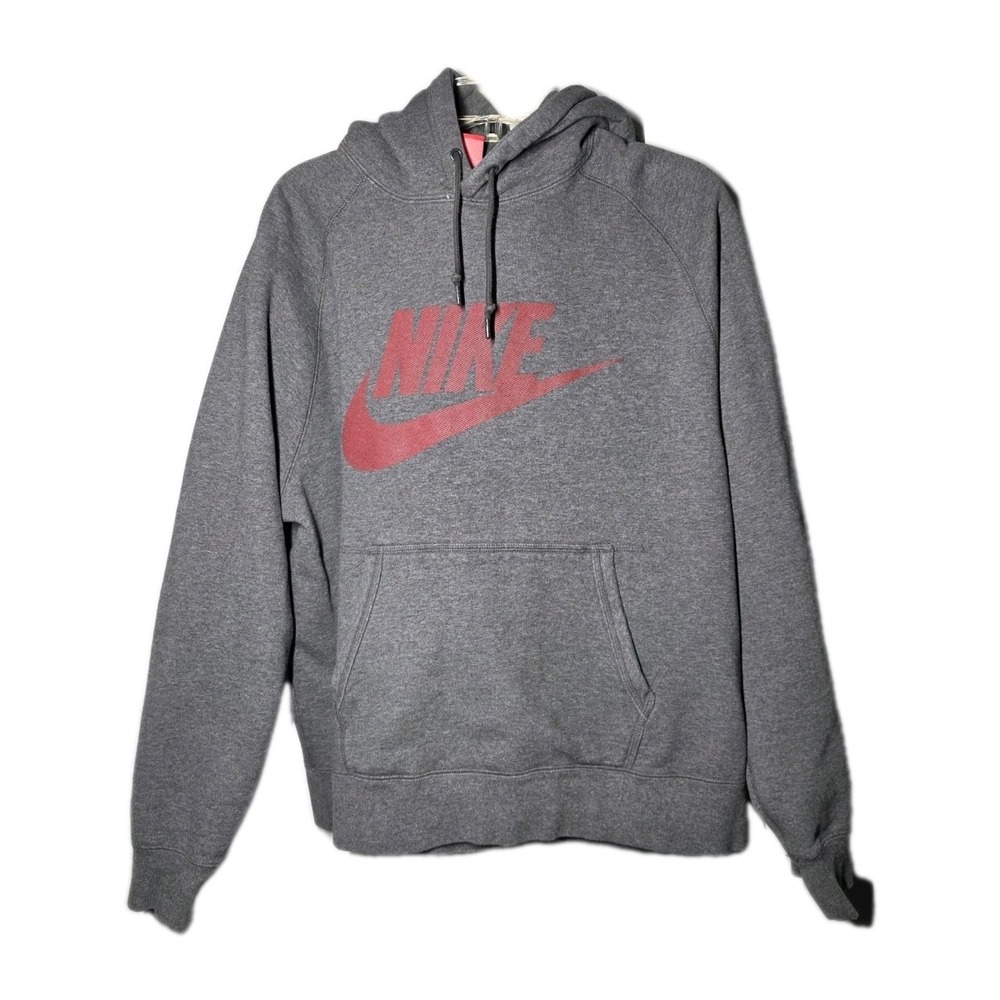 Nike Heavy Fleece Lined Heavy Hoodie Mens XXL Gray Swoosh And Spell Out Red Tag